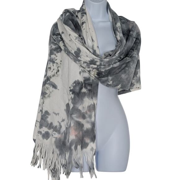 Tie Dye Fringe Scarf by BP in Gray White Pink - Picture 3 of 10